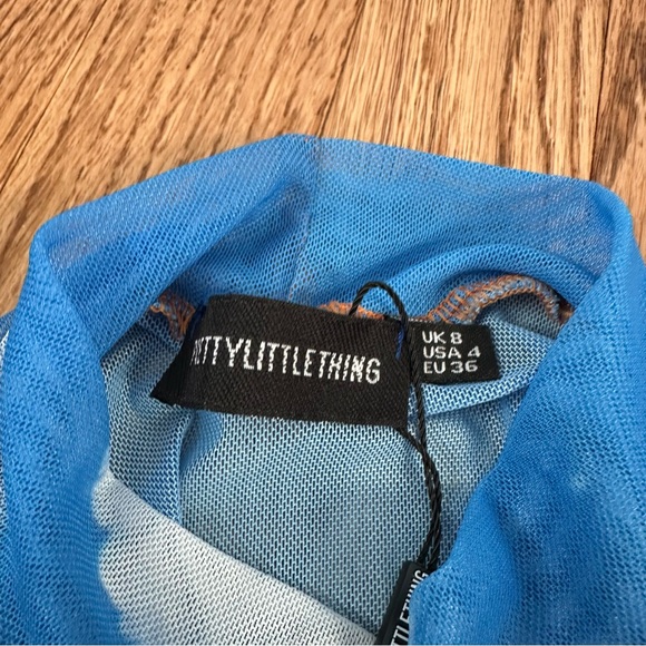 PrettyLittleThing DESERT PRINT BLUE HIGH NECK BODYSUIT - Picture 6 of 6